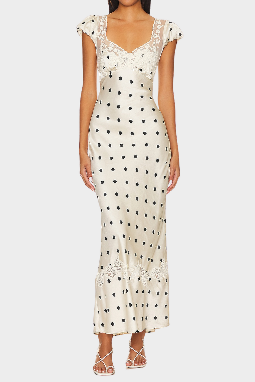 Amélie Vintage Polka Dot Lace Maxi Dress