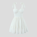 White Floral Bow Mini Dress