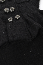 Classic Noir Ruffle Sequin Knit Maxi Dress