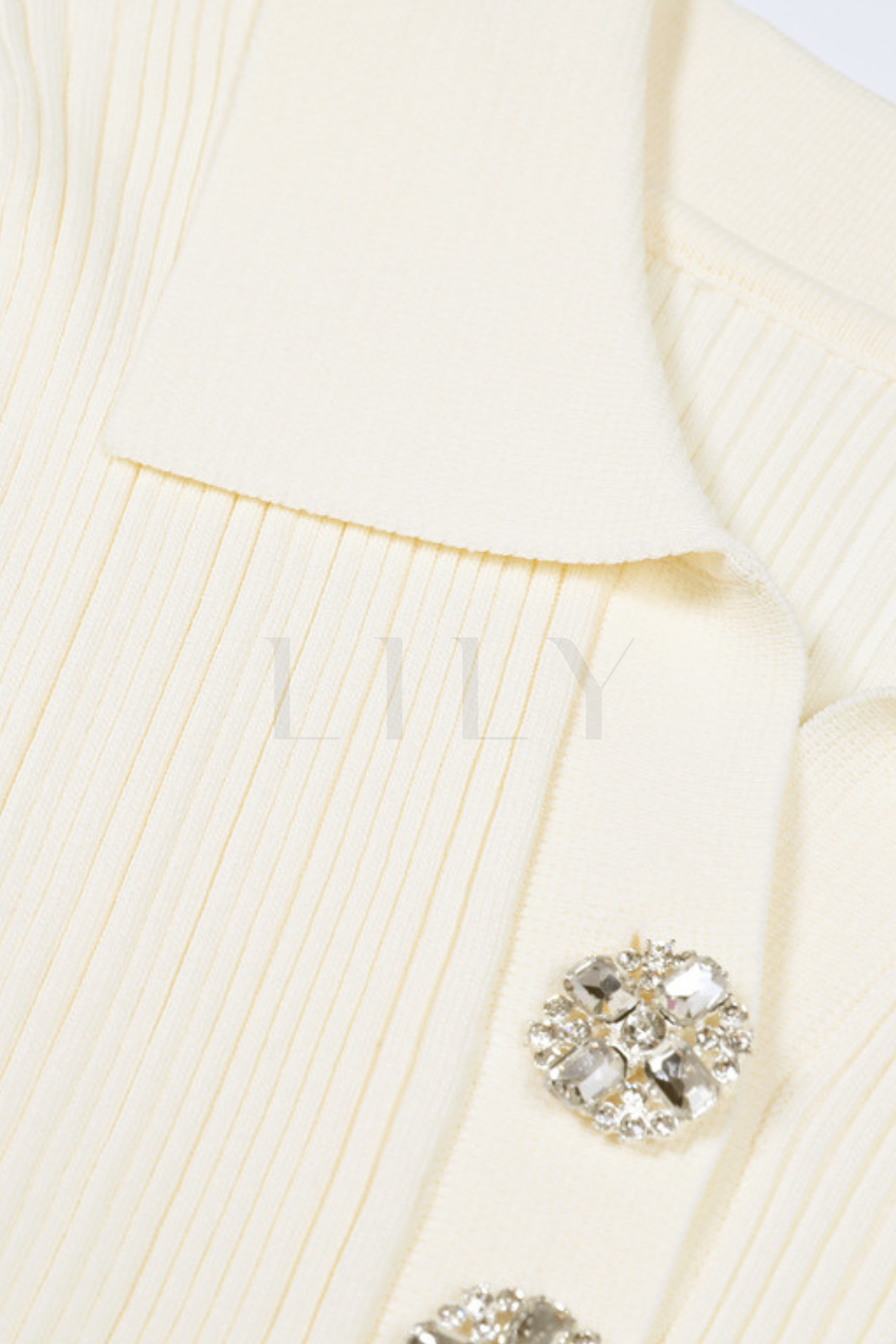 Chérie Knit Crystal Button Pleated Mini Dress