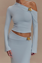 Aurelia Gold Bloom Oblique Drape Maxi Set