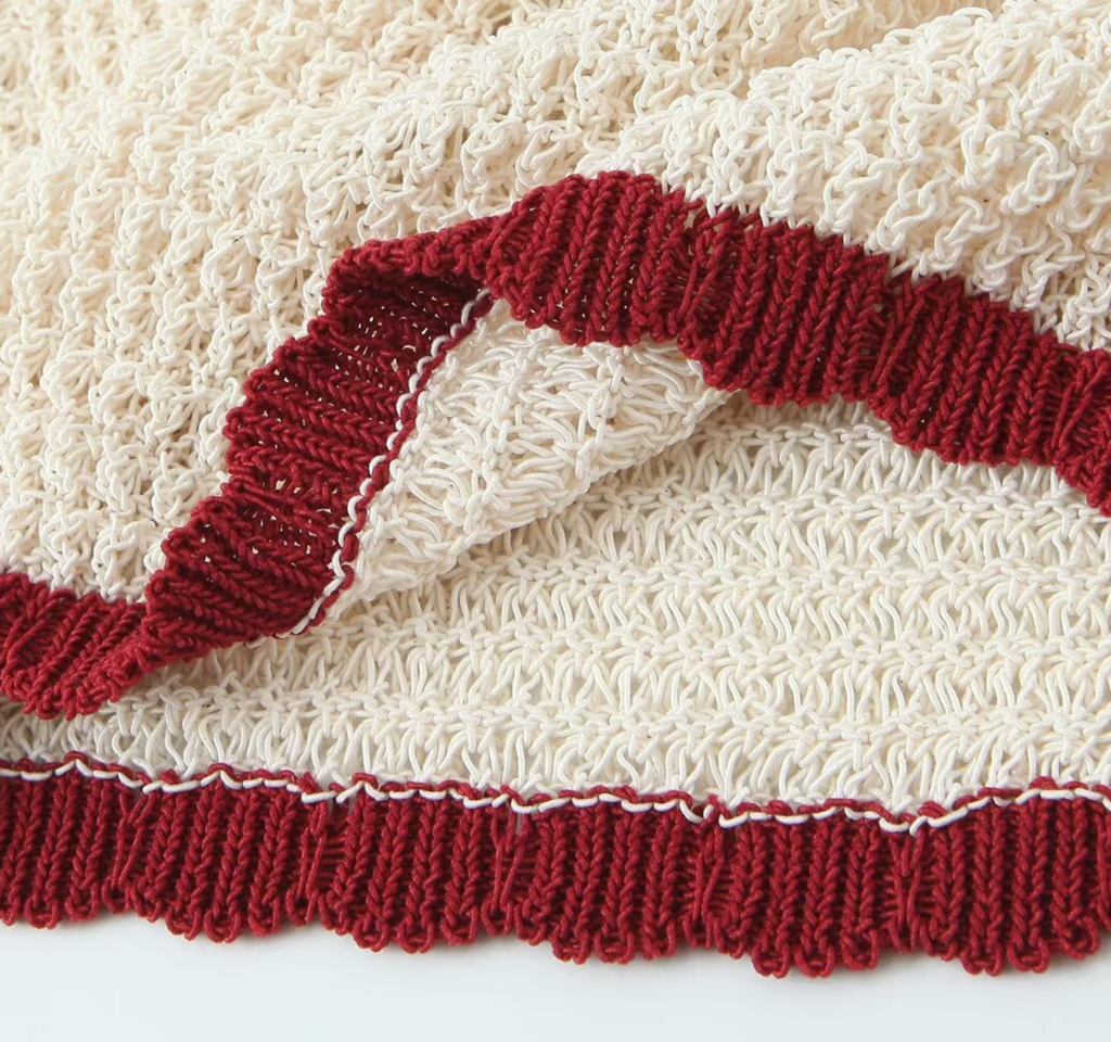 Ivory Trim Hollow Knit Lounge Set