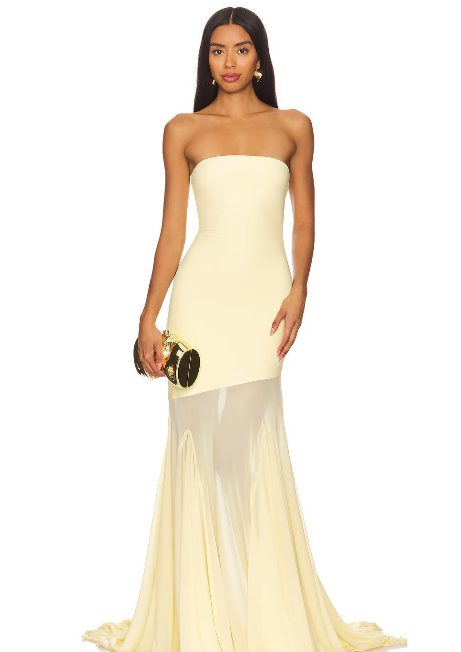 Aurora Veil Strapless Maxi Dress
