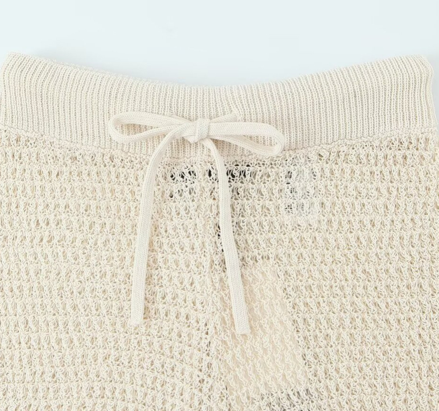 Ivory Trim Hollow Knit Lounge Set