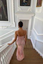 Rosabelle Blush Petal Embroidered  Maxi Dress