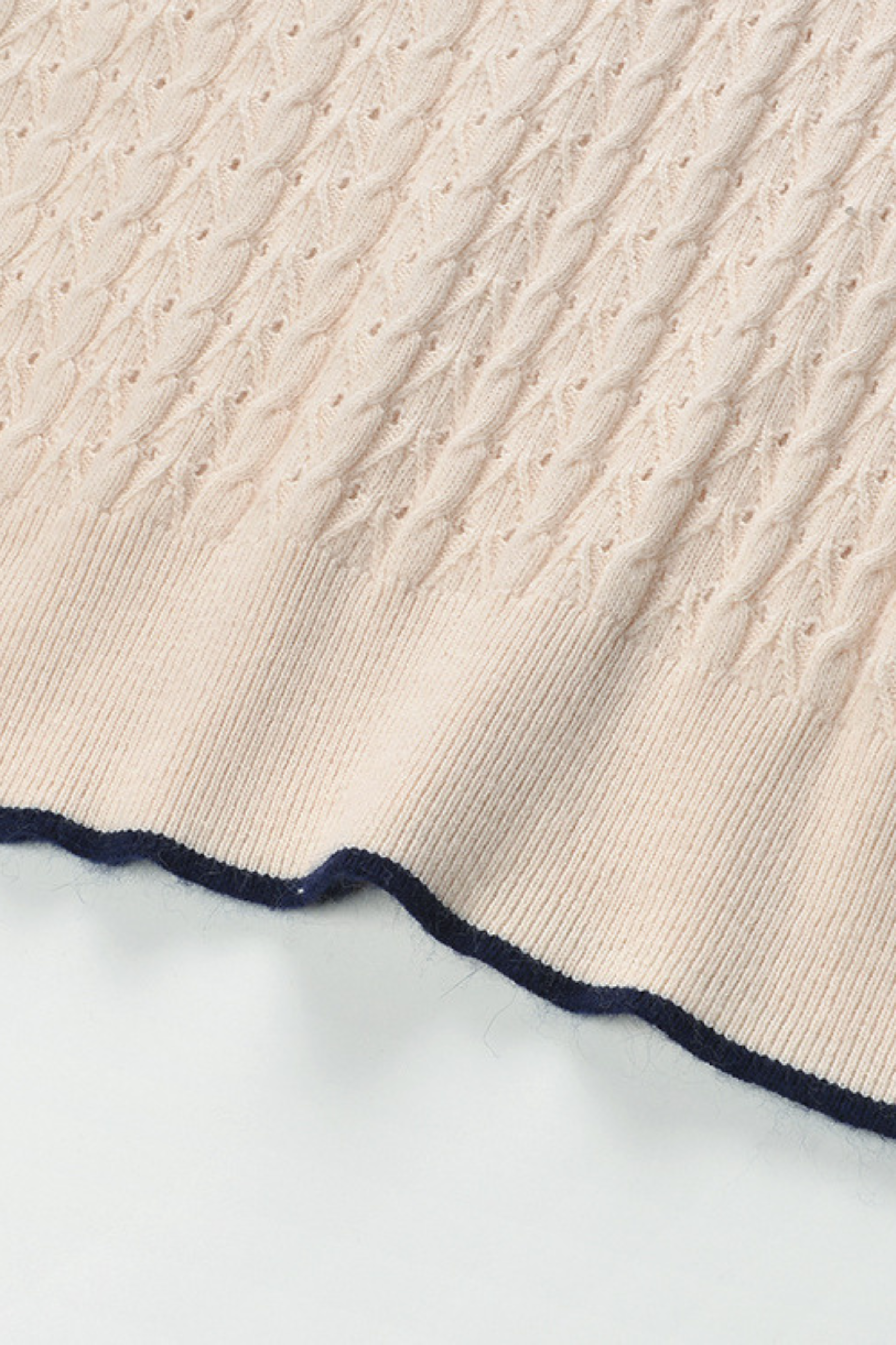 Desert Weave Polo Hollow Ice Silk Wool Top