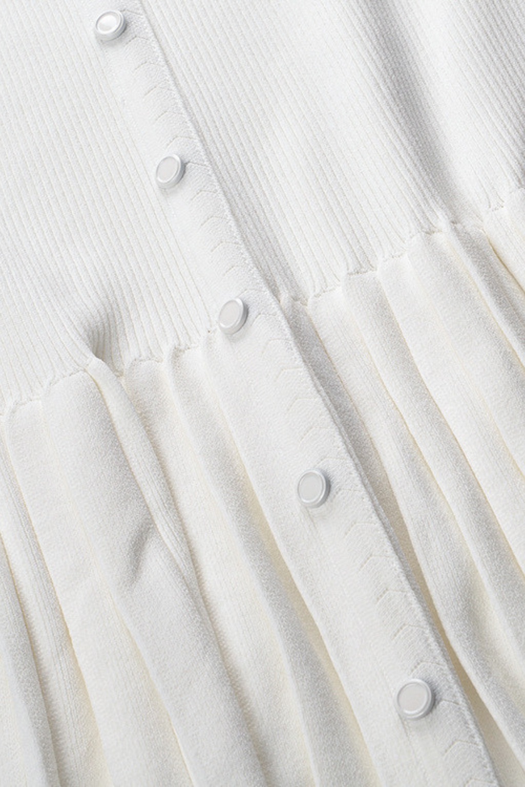 Lily – Ribbed Button Front Cardigan Top in White