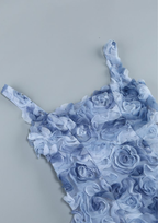 Rosé Bloom Flower Lace Back Mini Dress