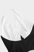 Marbella Halter Backless Contrast Mini Dress