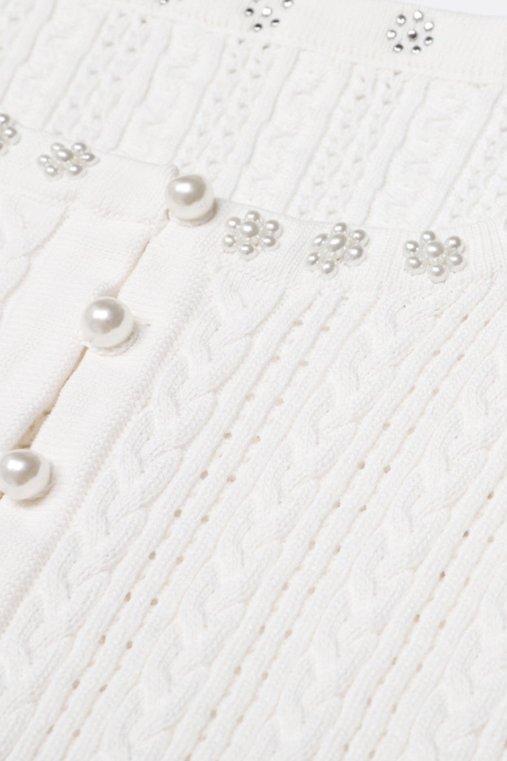 Rosette Pearl Knit Flower Cuffs  Top