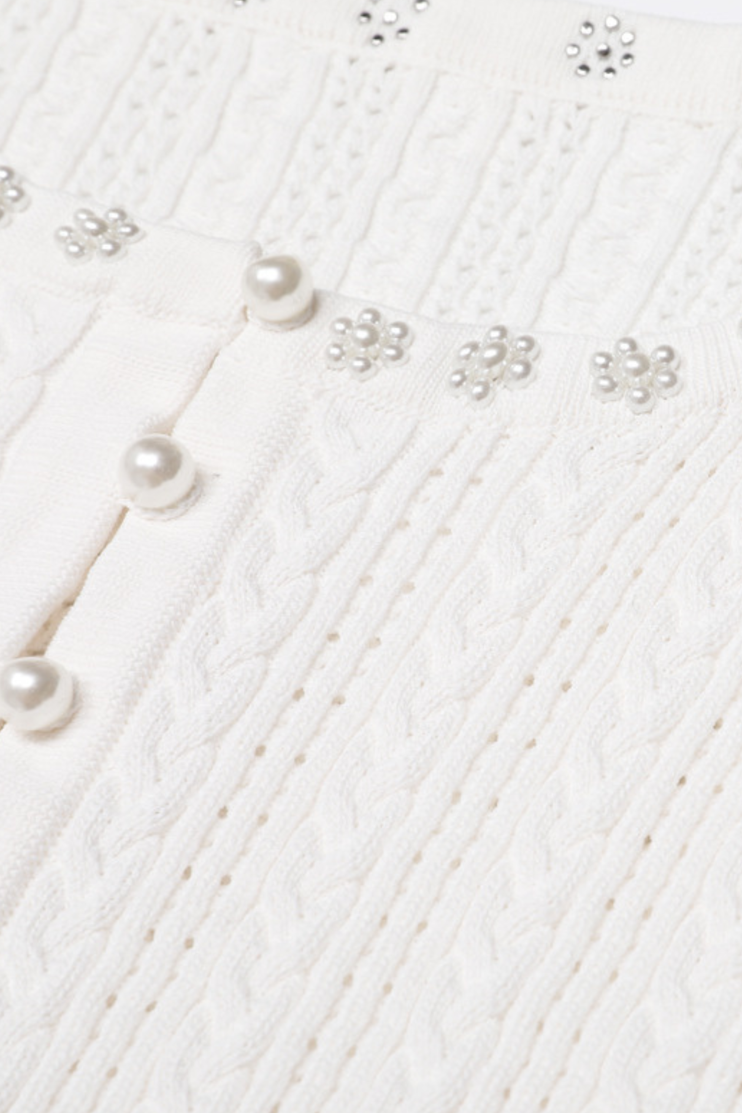 Rosette Pearl Knit Flower Cuffs  Top