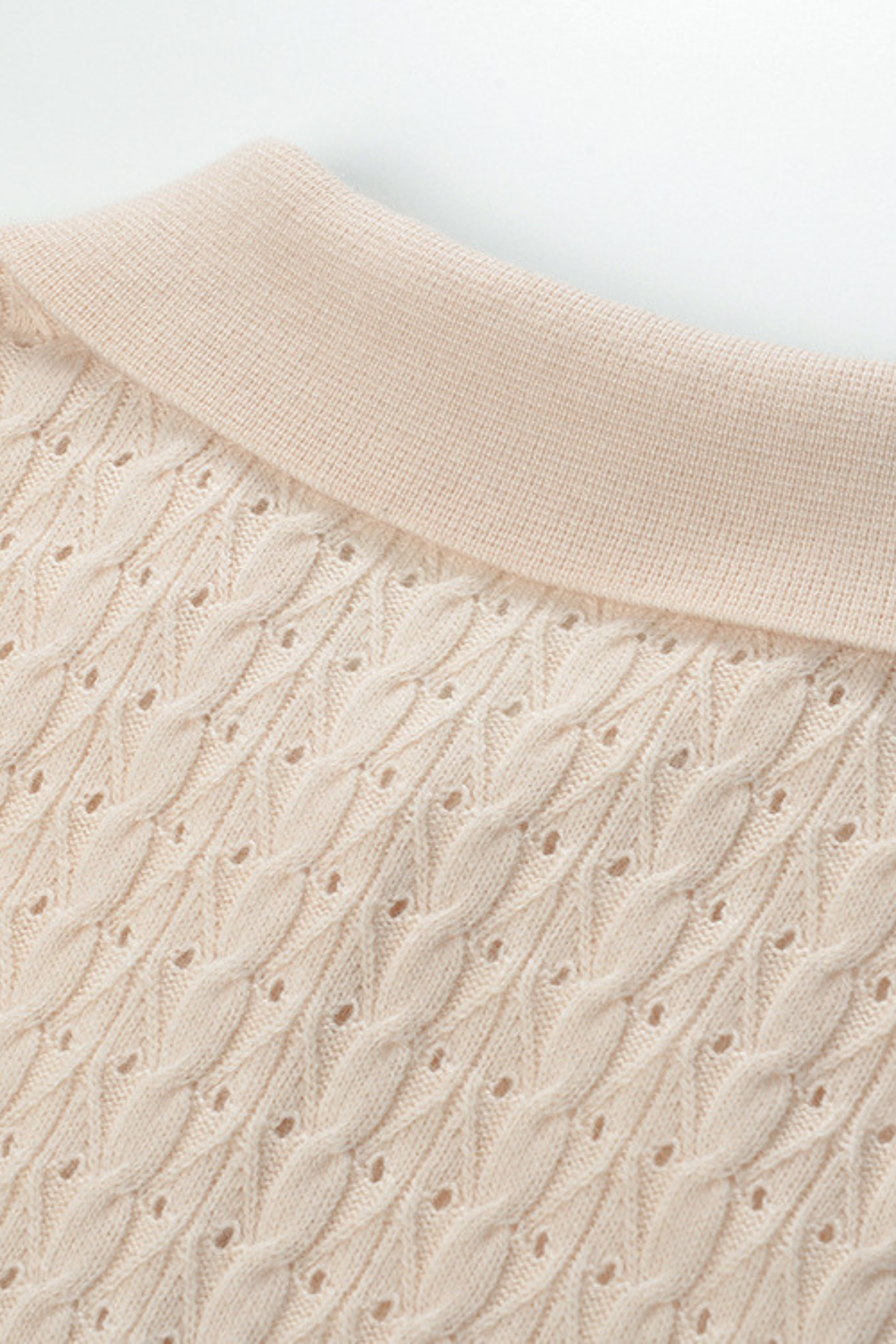 Desert Weave Polo Hollow Ice Silk Wool Top