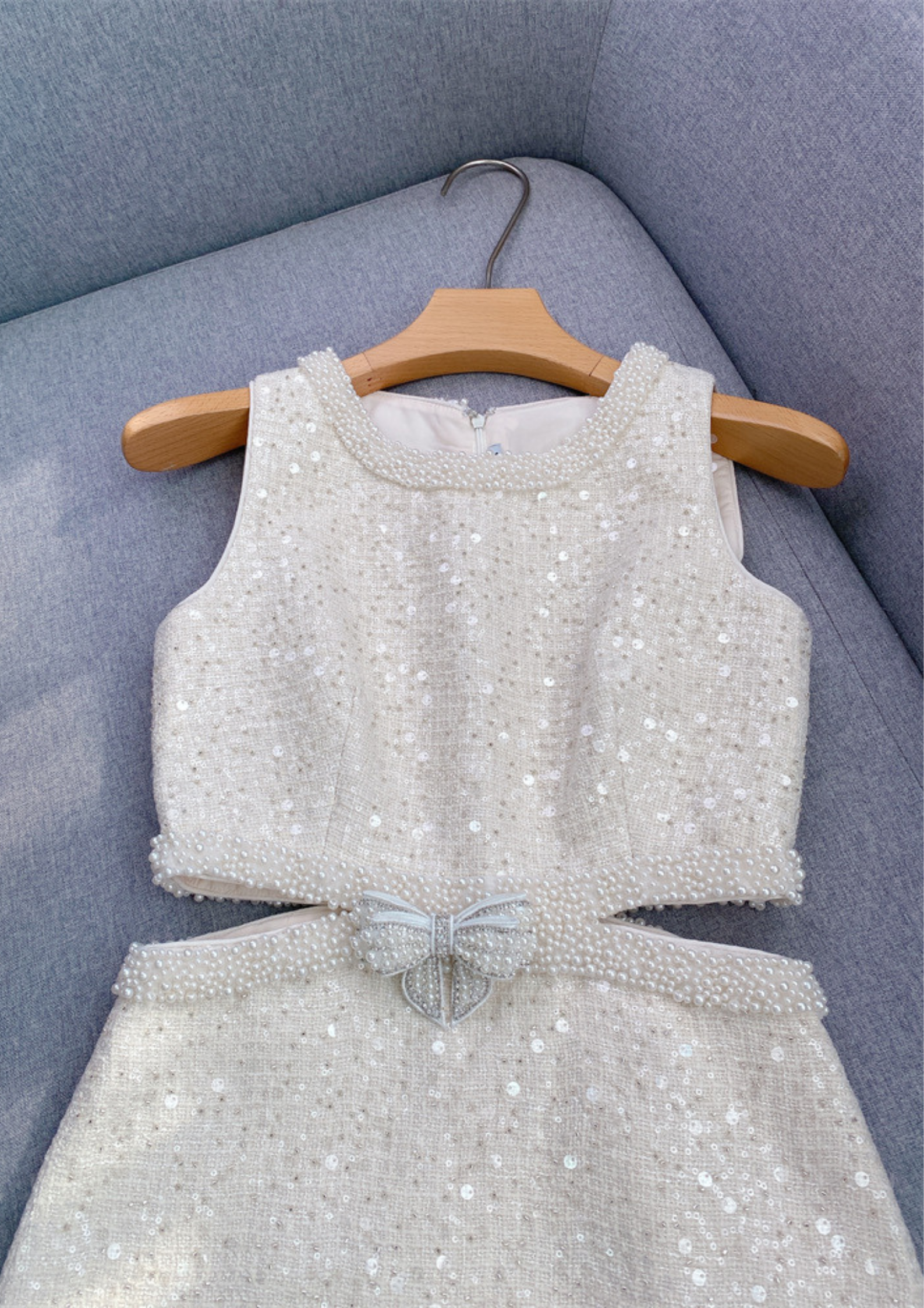 Crystal Bloom Short Sleeve Tweed Knit Mini Dress
