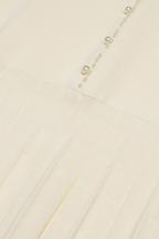 Noir Pearl Accent Pleated Knit Maxi Dress