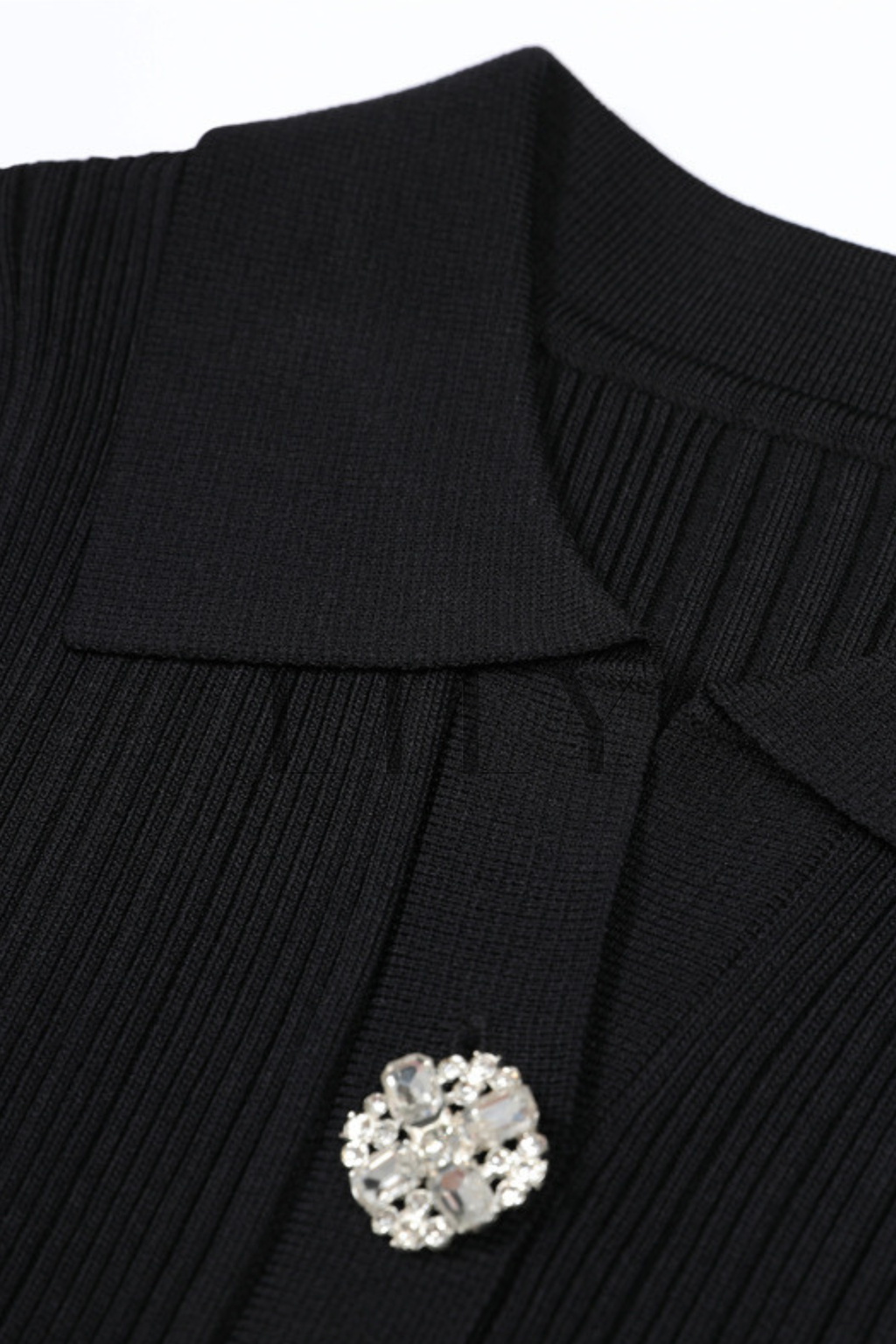 Chérie Knit Crystal Button Pleated Mini Dress