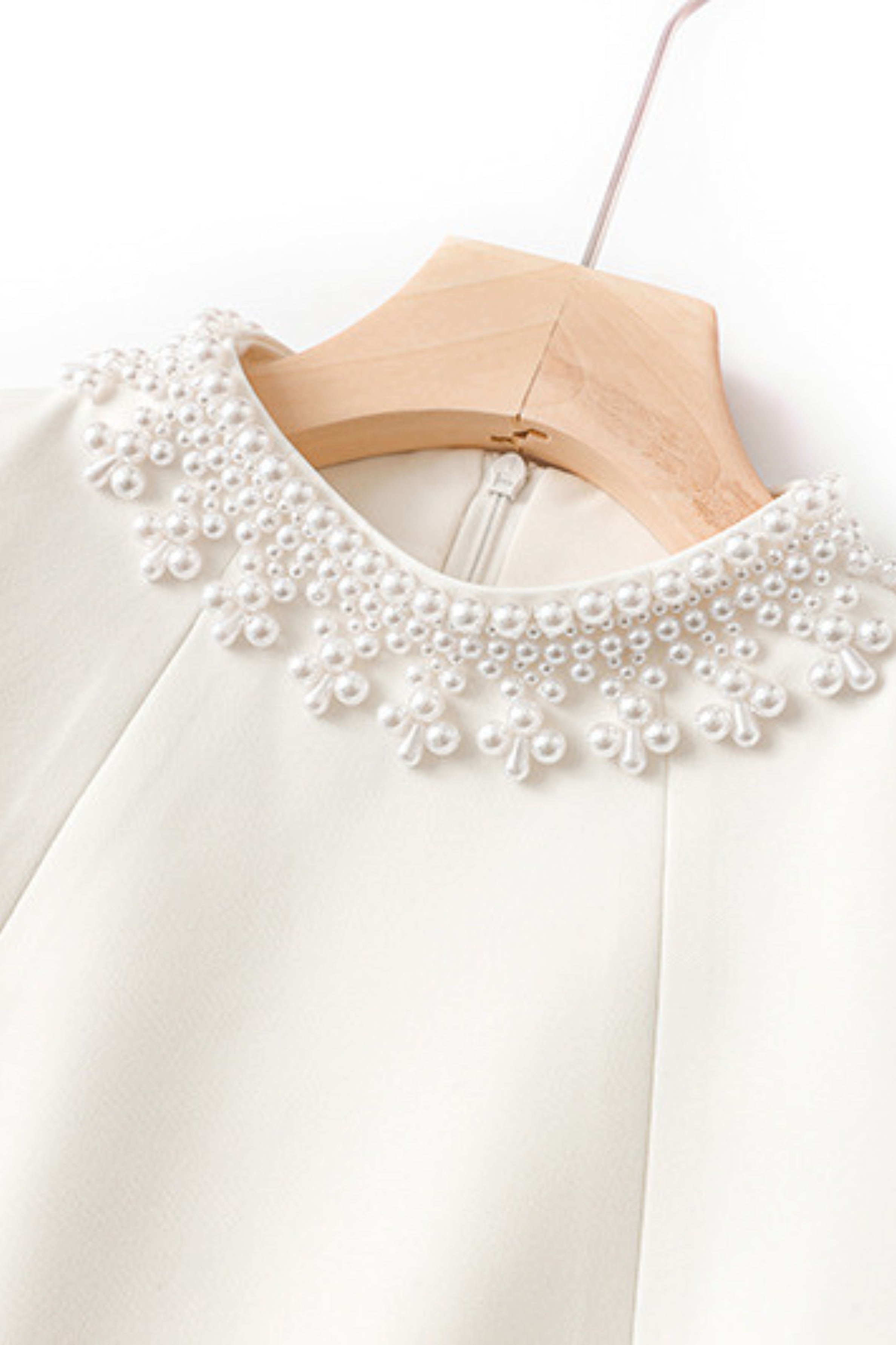 Pearl Beads Elegance High Neck Mini Dress