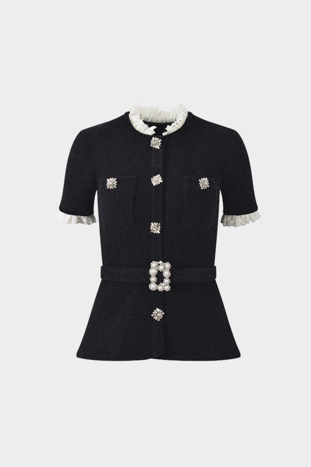Velvet Pearl Luxe Waist Cardigan Top