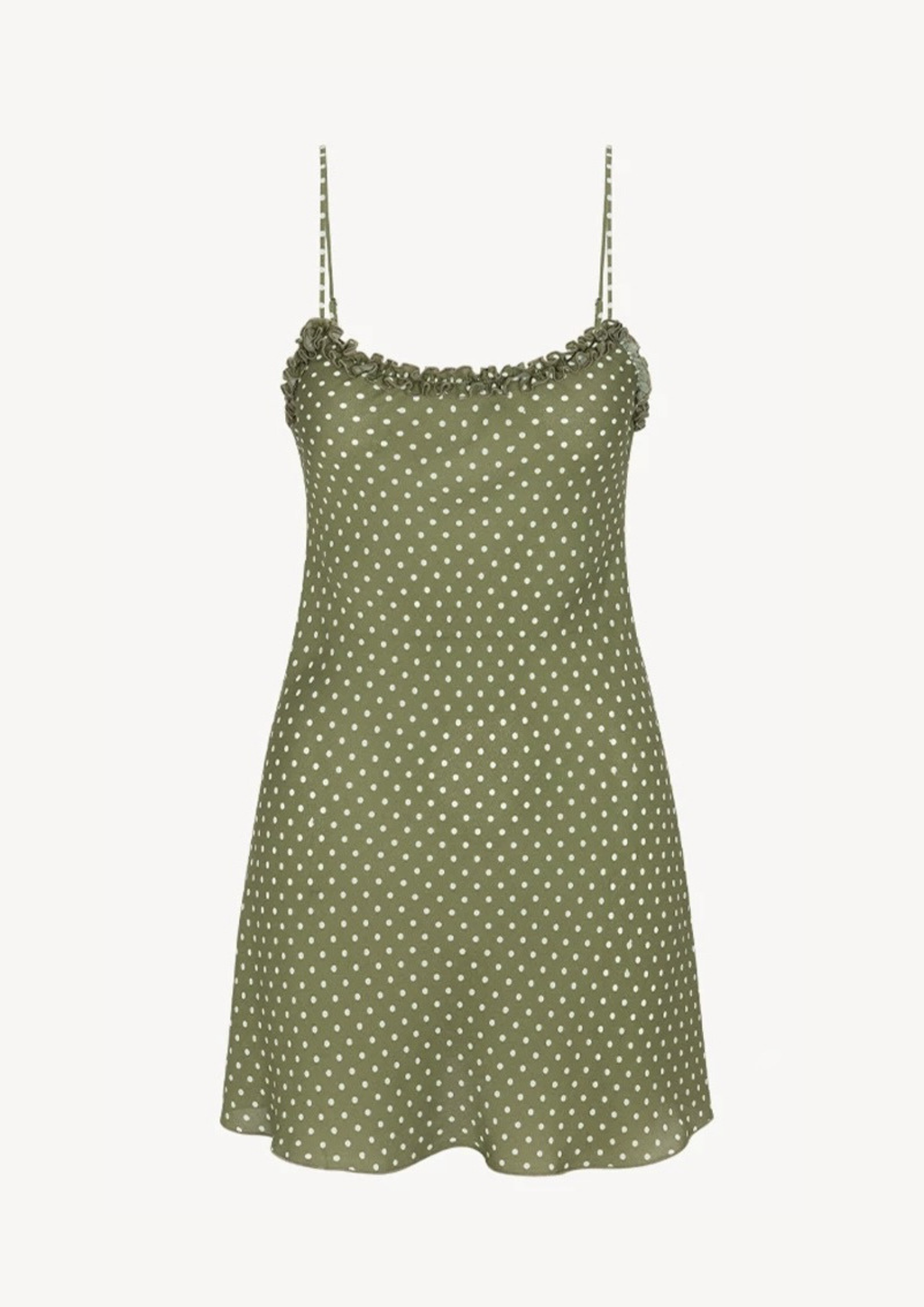 Olive Polka Mulbery Silk Mini Dress