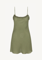 Olive Polka Mulbery Silk Mini Dress
