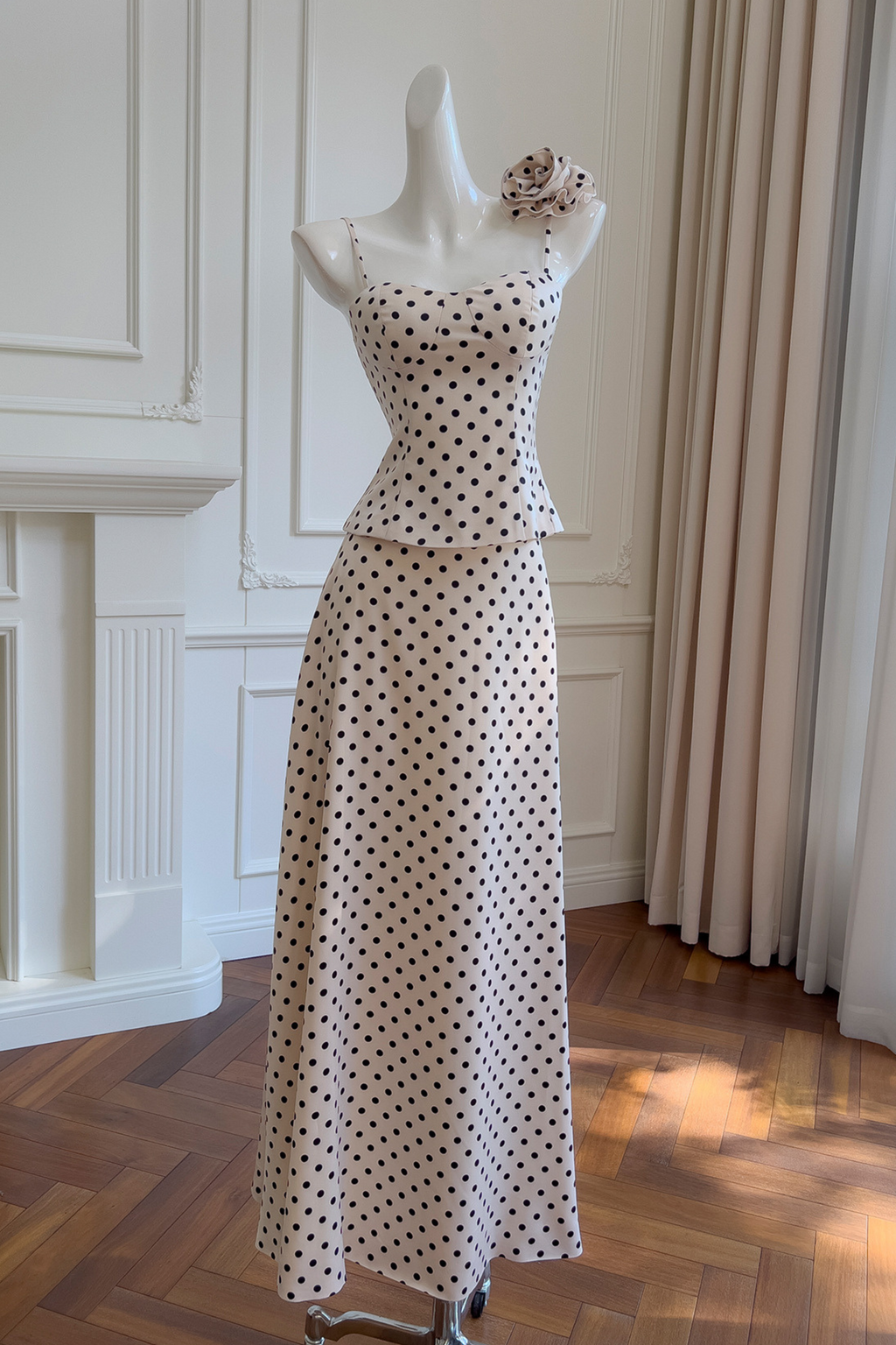 La Rosa Polka Luxe Satin Maxi Set