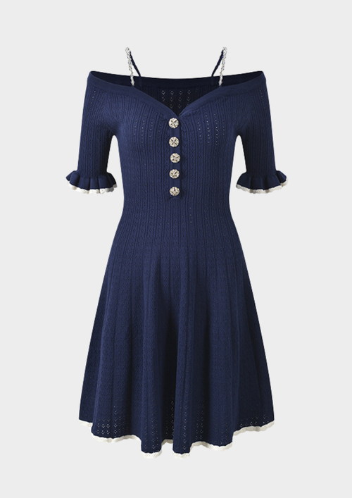 Belle Knit Sparkle Sleeve Mini Dress