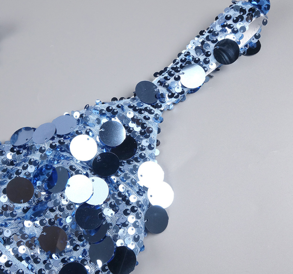 Ocean Glimmer Backless Sequin Maxi Dress