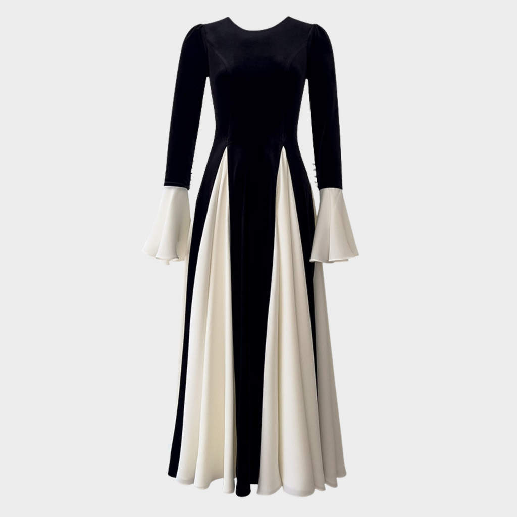 Flare Elegance in Monochrome Maxi Dress