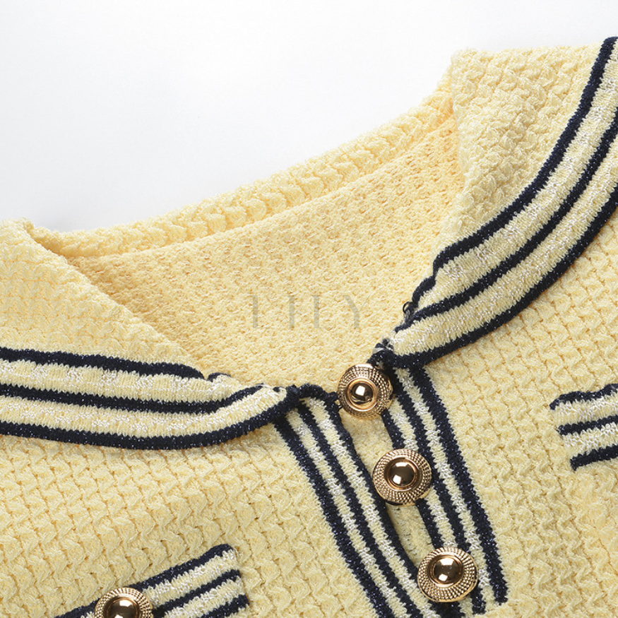 Marina Stripe Button Detail Knit Mini Dress