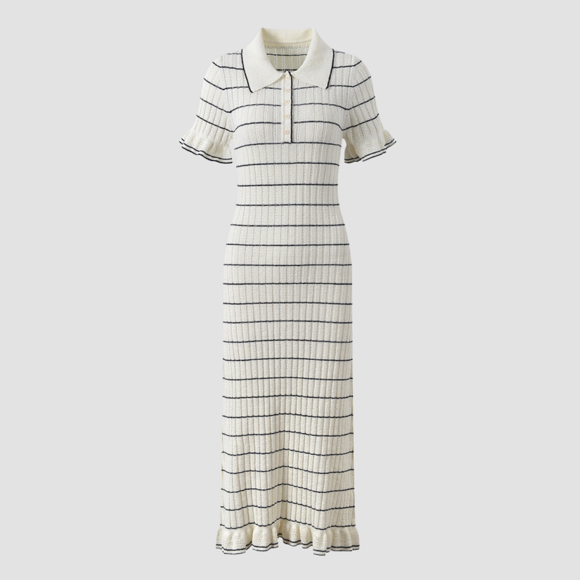 Coastal Ice Knit Polo Maxi Dress