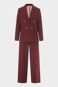 Signature Bordeaux Structured Suit with Wide Leg Trousers