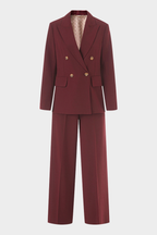Signature Bordeaux Structured Suit with Wide Leg Trousers