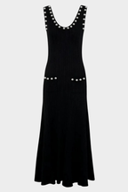 Rosette Pearl Knit  Flower Dress