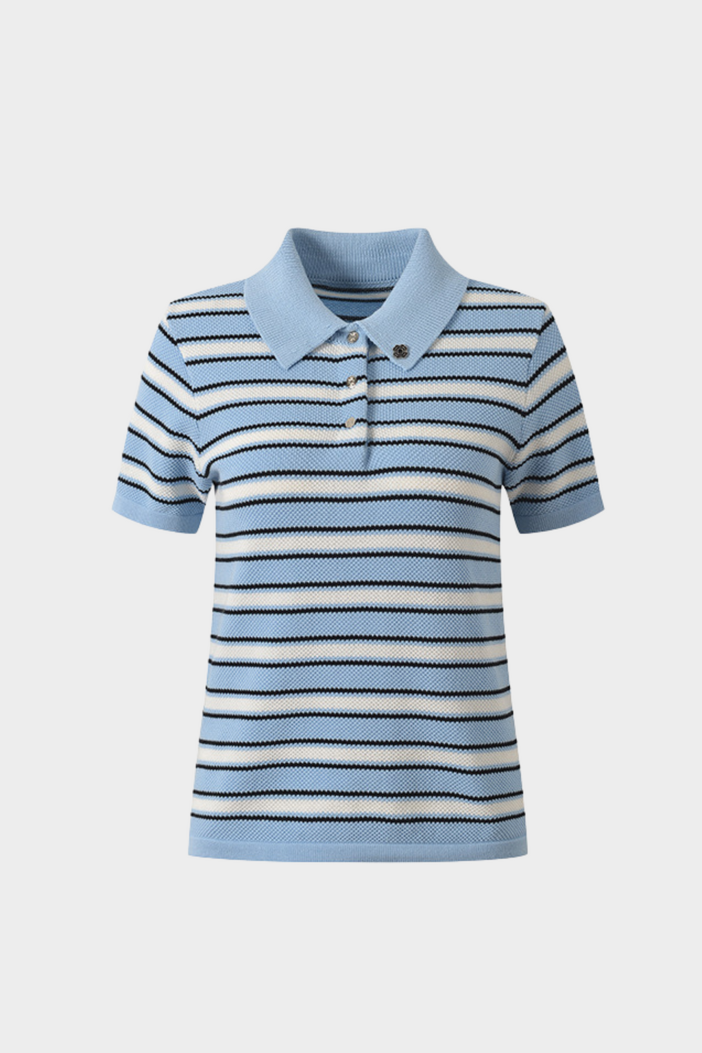 Mykonos Stripe Viscose Knit Polo Top