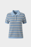 Mykonos Stripe Viscose Knit Polo Top