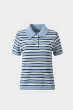 Mykonos Stripe Viscose Knit Polo Top