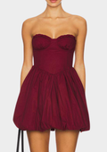 Wrap Chest Backless Bubble Mini Dress