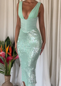 Mint Siren Sequin Midi Dress