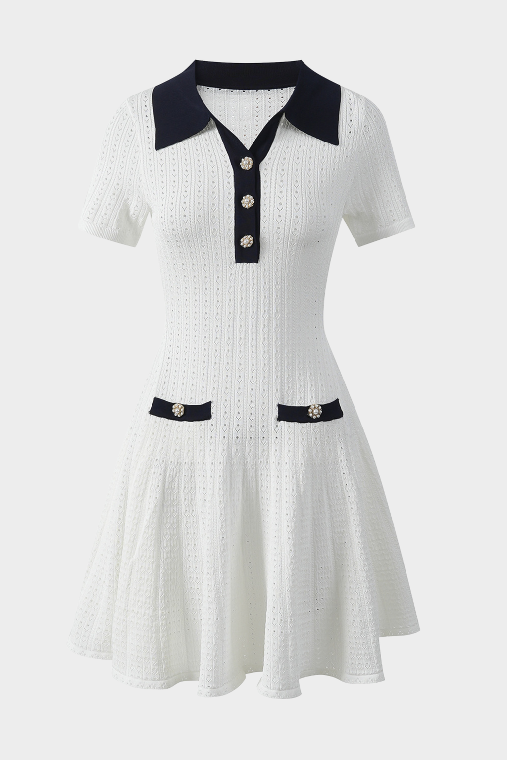 Capri Pearl Viscose knit Hollow Mini Dress