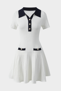 Capri Pearl Viscose knit Hollow Mini Dress