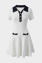 Capri Pearl Viscose knit Hollow Mini Dress