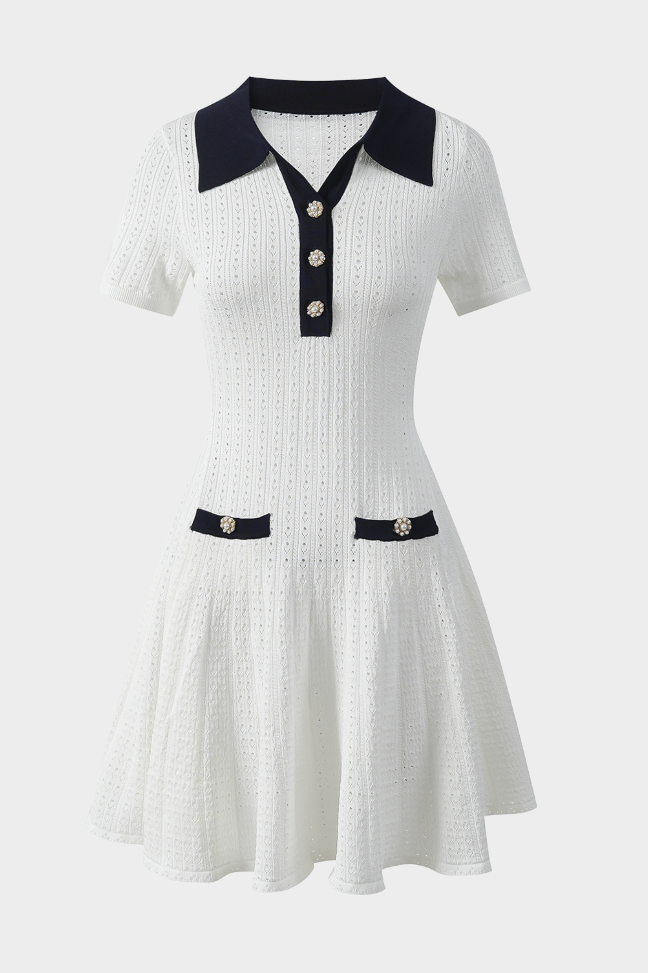 Capri Pearl Viscose knit Hollow Mini Dress