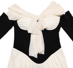 Noir Ballet Flare Contrast Mini Dress