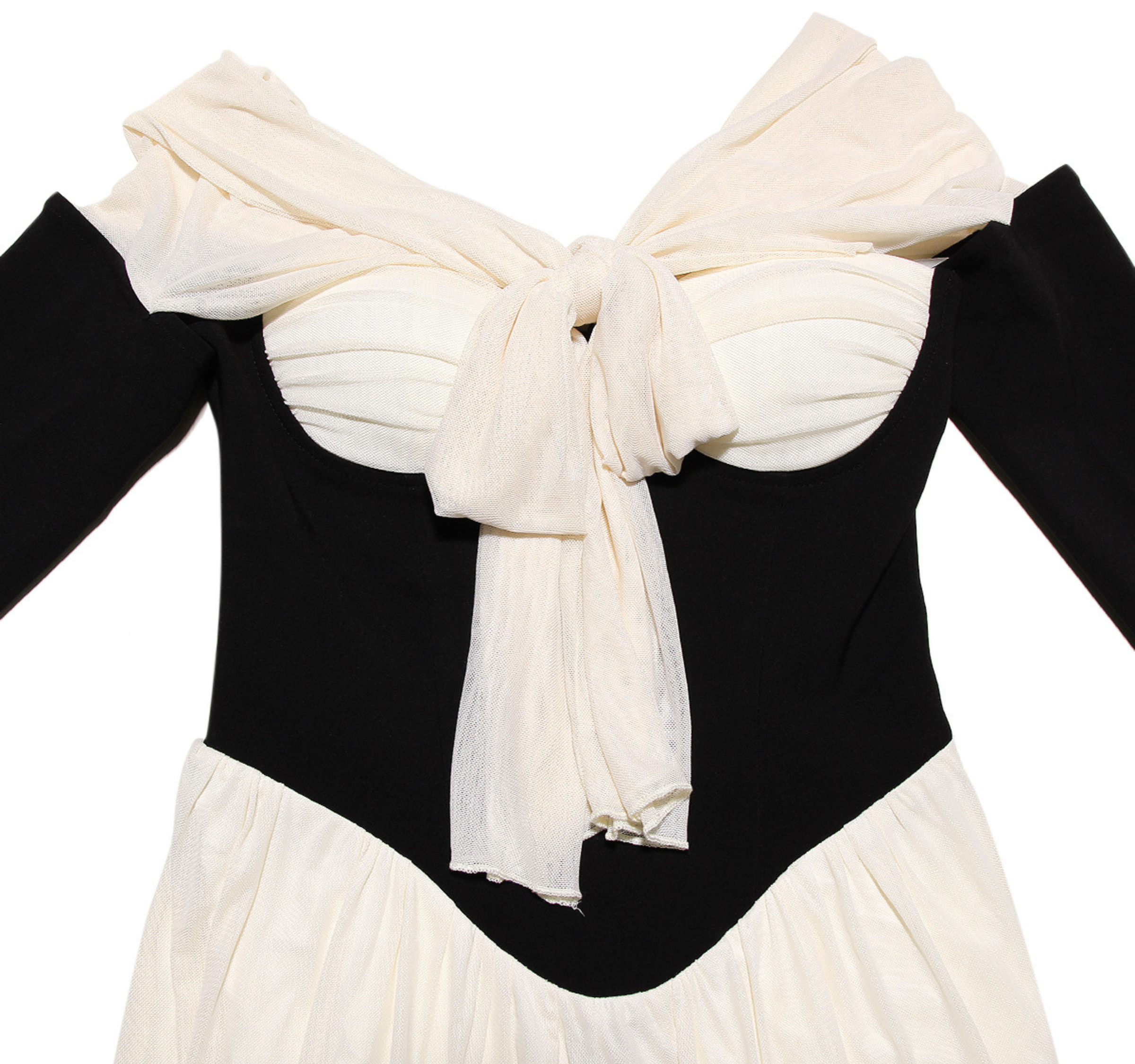 Noir Ballet Flare Contrast Mini Dress