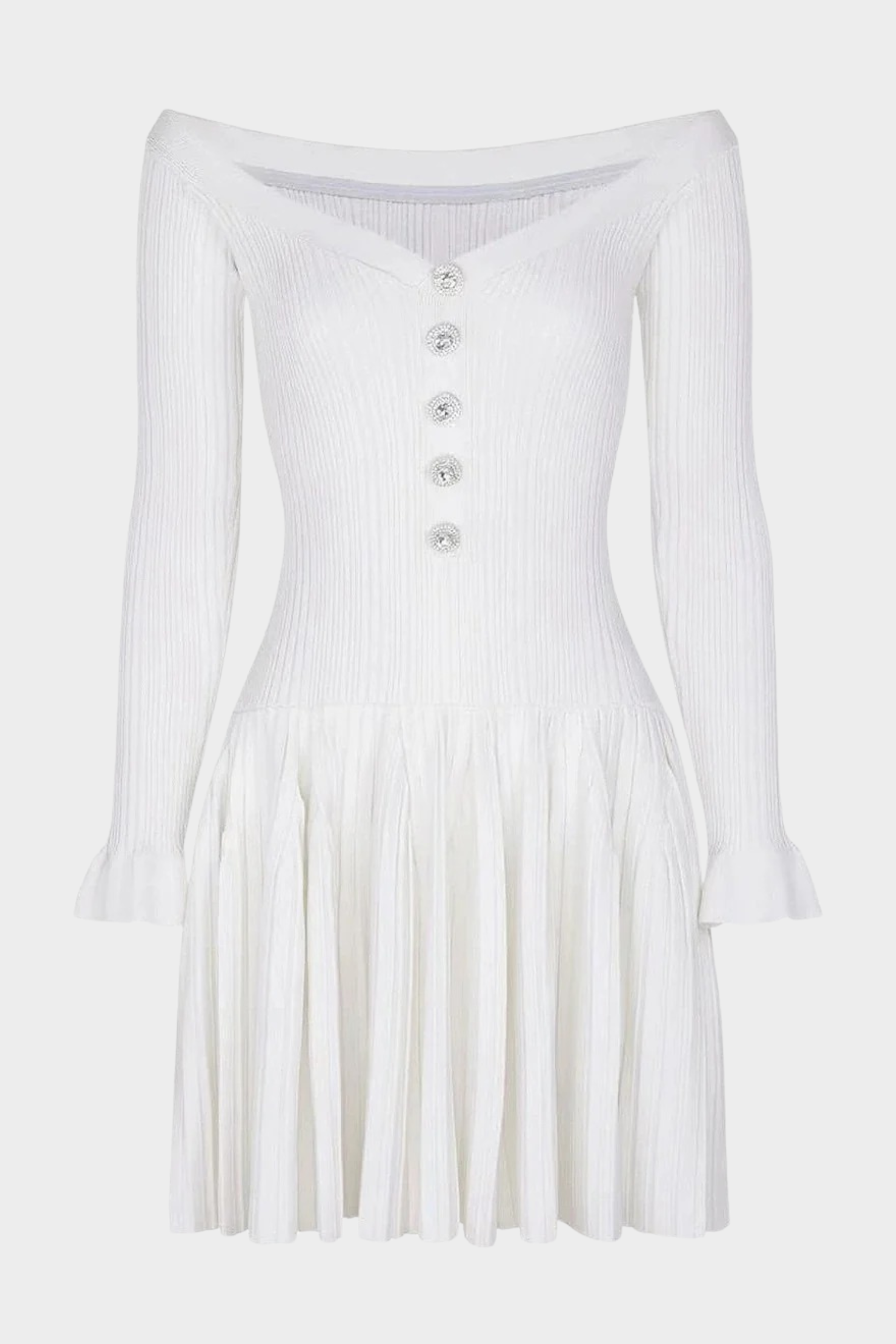 Élise Off Shoulder Crystal Knit Mini dress