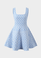 Azure Wave Flare Knit Mini Dress