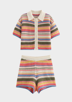 Sunset Stripe Hollow Knit Set