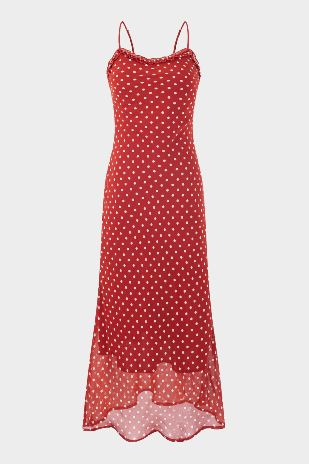 Polka Dot Charm Maxi Dress In Red