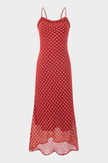 Polka Dot Charm Maxi Dress In Red