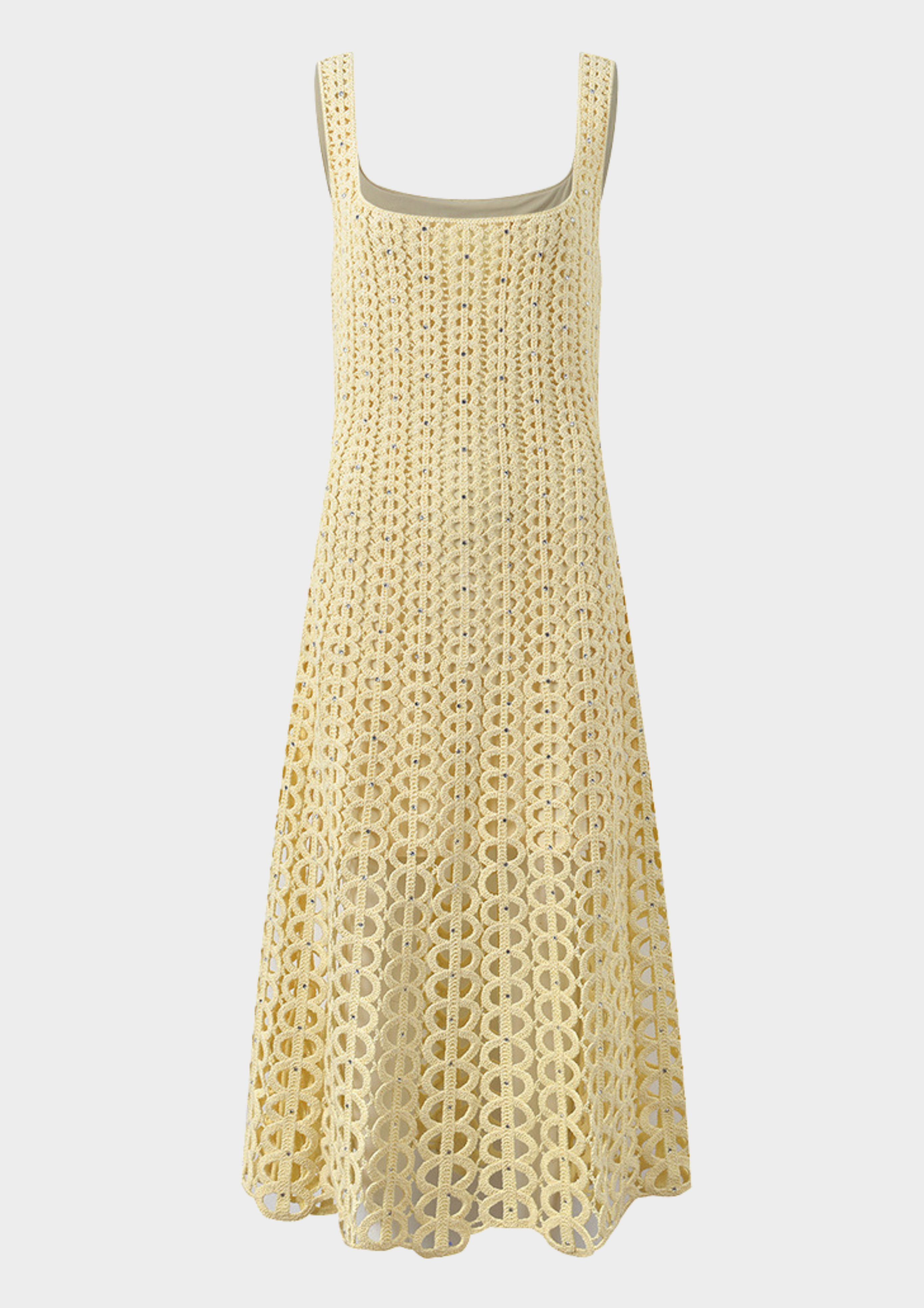 Sunlit Rhinestone Hollow Knit Maxi Dress