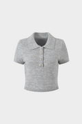 Diamond Beaded Soft Wool Collar Top